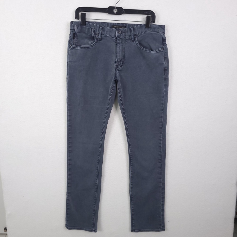 John Varvatos USA Mens Slim Fit Jeans Charcoal Grey Size 32x32 V-Stitch Pocket